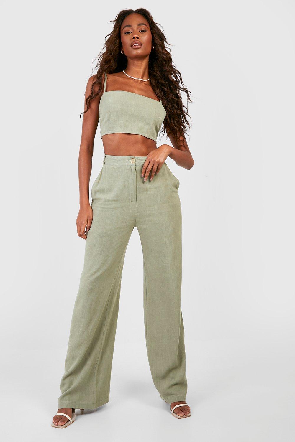 Linen spaghetti strap top shop